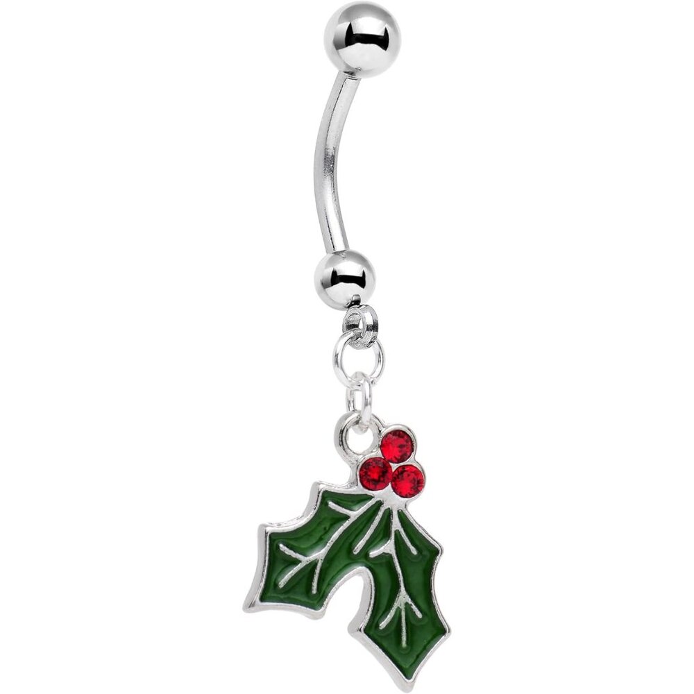 Dazzling Mistletoe Dangle Belly Button Ring - Cry… - image 1